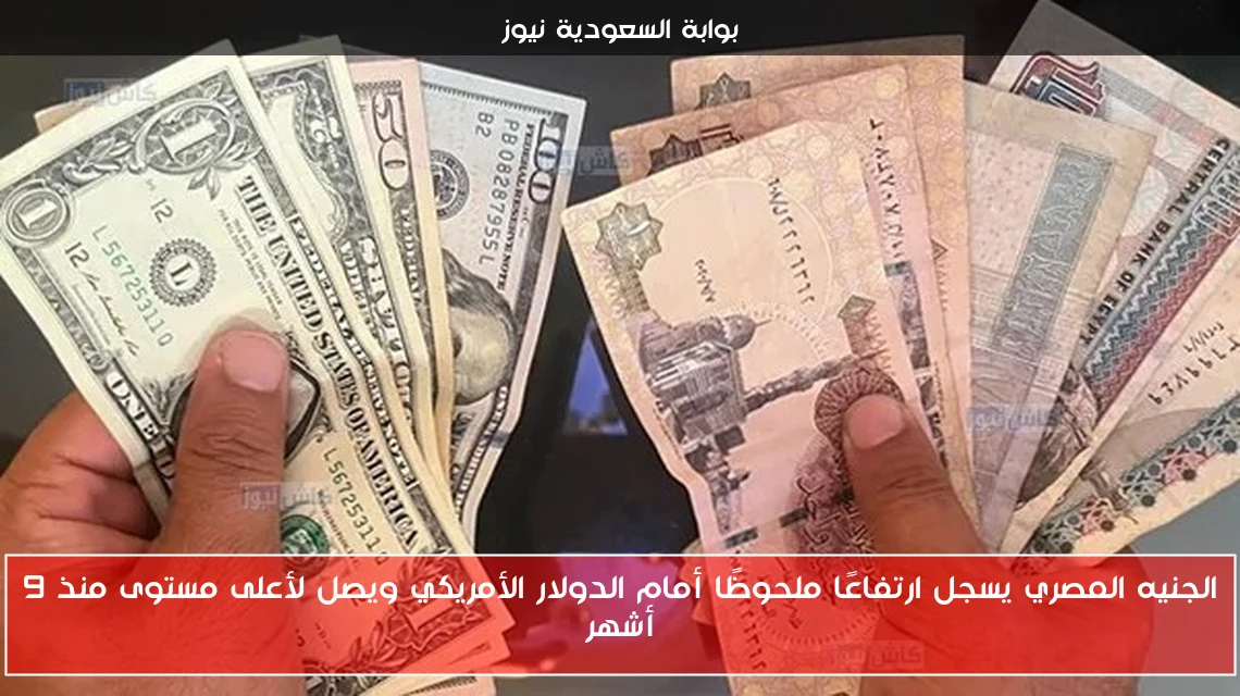 الجنيه المصري يسجل ارتفاعًا ملحوظًا أمام الدولار الأمريكي ويصل لأعلى مستوى منذ 9 أشهر