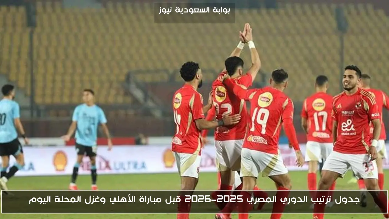 جدول ترتيب الدوري المصري 2025-2026 قبل مباراة الأهلي وغزل المحلة اليوم