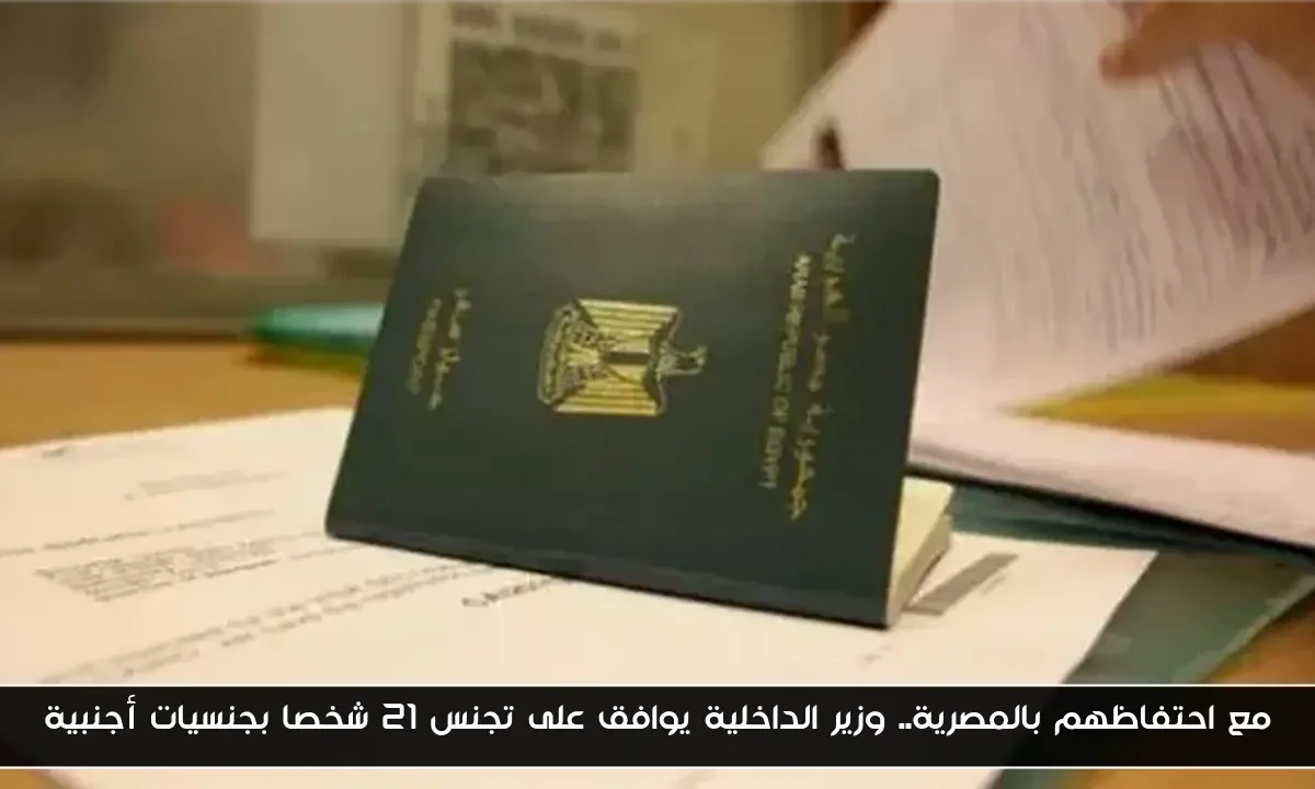 مع احتفاظهم بالمصرية.. وزير الداخلية يوافق على تجنس 21 شخصا بجنسيات أجنبية