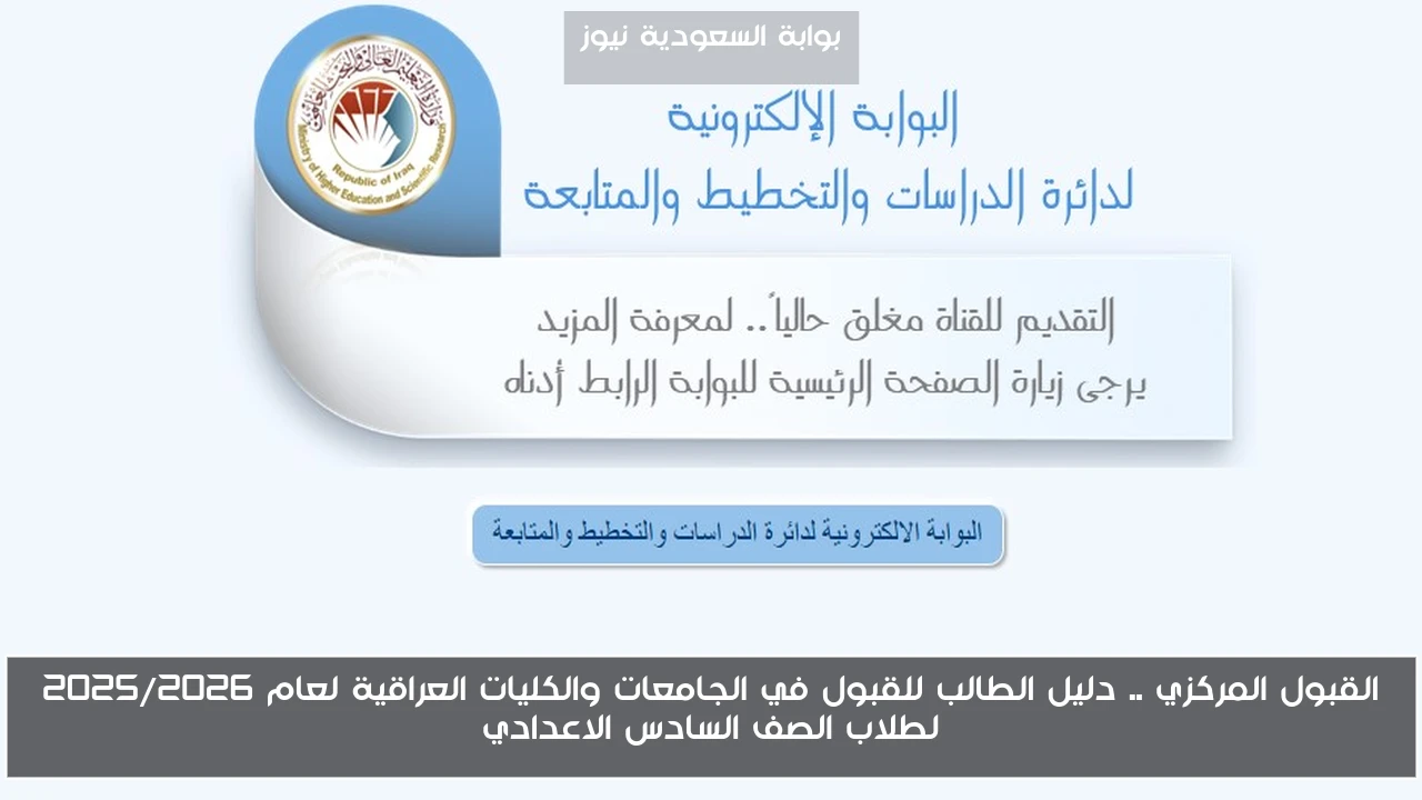 القبول المركزي .. دليل الطالب للقبول في الجامعات والكليات العراقية لعام 2025/2026 لطلاب الصف السادس الاعدادي