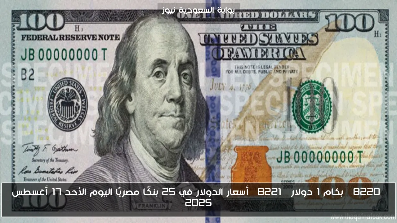 “بكام 1 دولار” أسعار الدولار في 25 بنكًا مصريًا اليوم الأحد 17 أغسطس 2025
