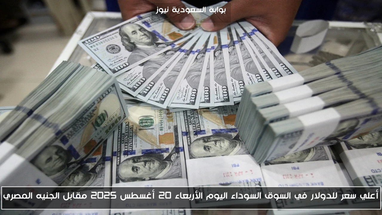 أعلي سعر للدولار في السوق السوداء اليوم الأربعاء 20 أغسطس 2025 مقابل الجنيه المصري