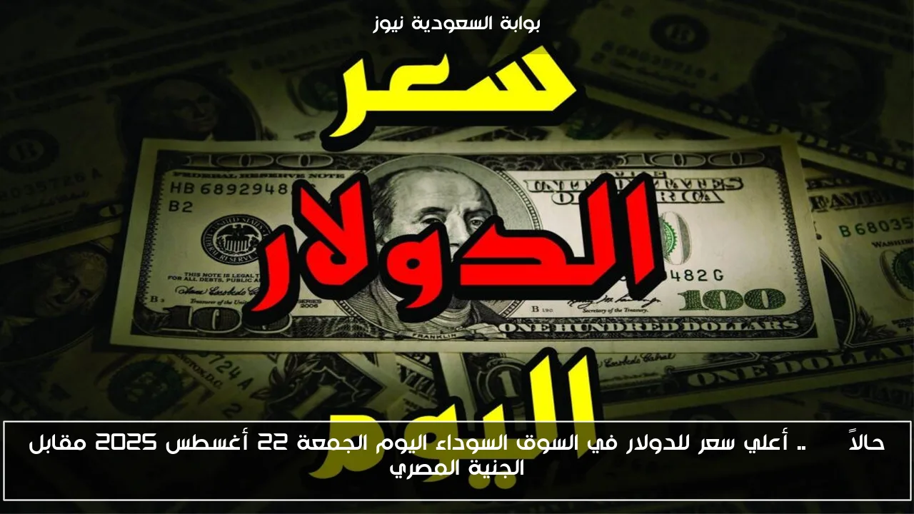 حالاً USD.. أعلي سعر للدولار في السوق السوداء اليوم الجمعة 22 أغسطس 2025 مقابل الجنية المصري