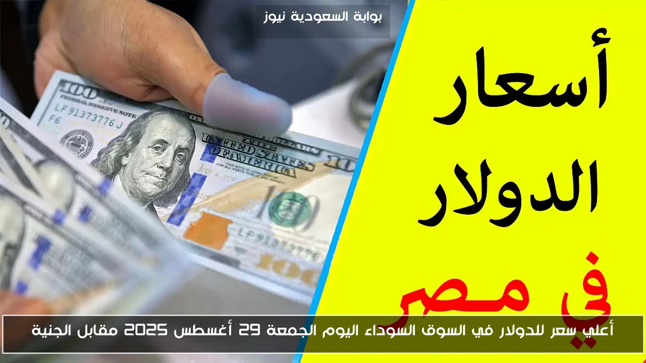 أعلي سعر للدولار في السوق السوداء اليوم الجمعة 29 أغسطس 2025 مقابل الجنية
