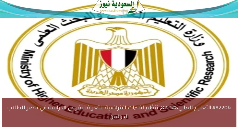 “التعليم العالي” تنظّم لقاءات افتراضية للتعريف بفرص الدراسة في مصر للطلاب الدوليين