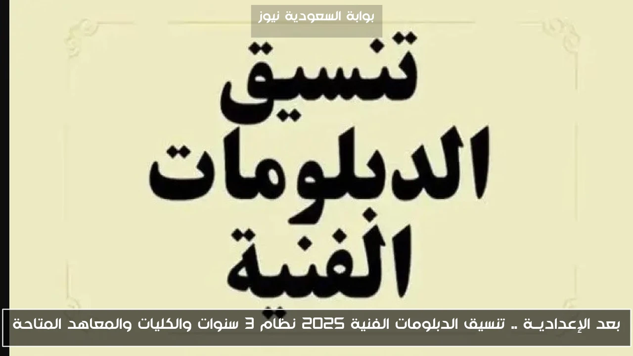 بعد الإعداديــة .. تنسيق الدبلومات الفنية 2025 نظام 3 سنوات والكليات والمعاهد المتاحة