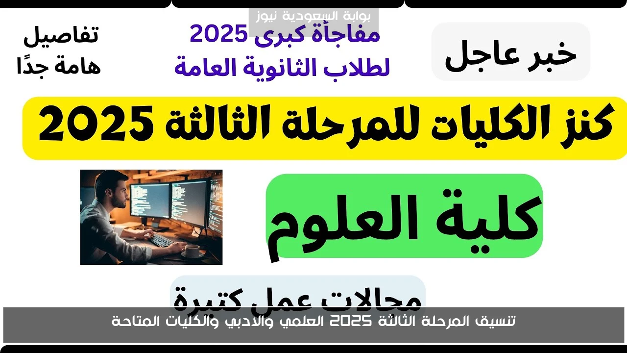 تنسيق المرحلة الثالثة 2025 العلمي والادبي والكليات المتاحة