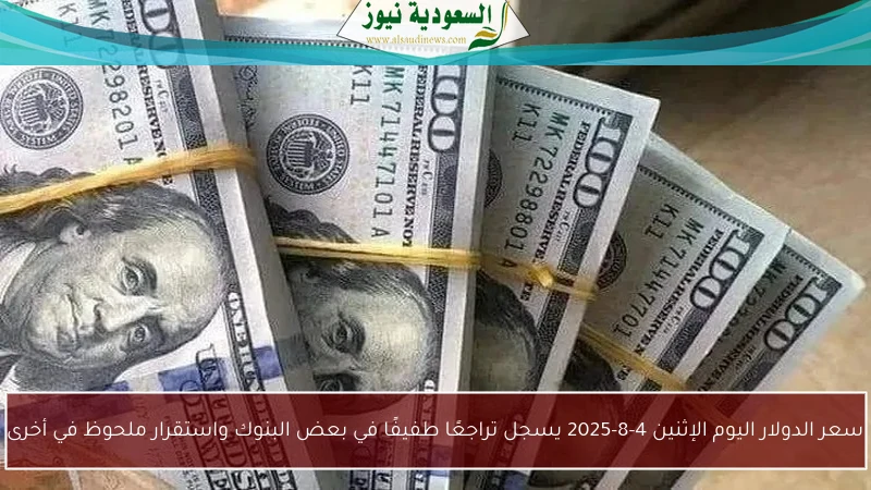 سعر الدولار اليوم الإثنين 4-8-2025 يسجل تراجعًا طفيفًا في بعض البنوك واستقرار ملحوظ في أخرى