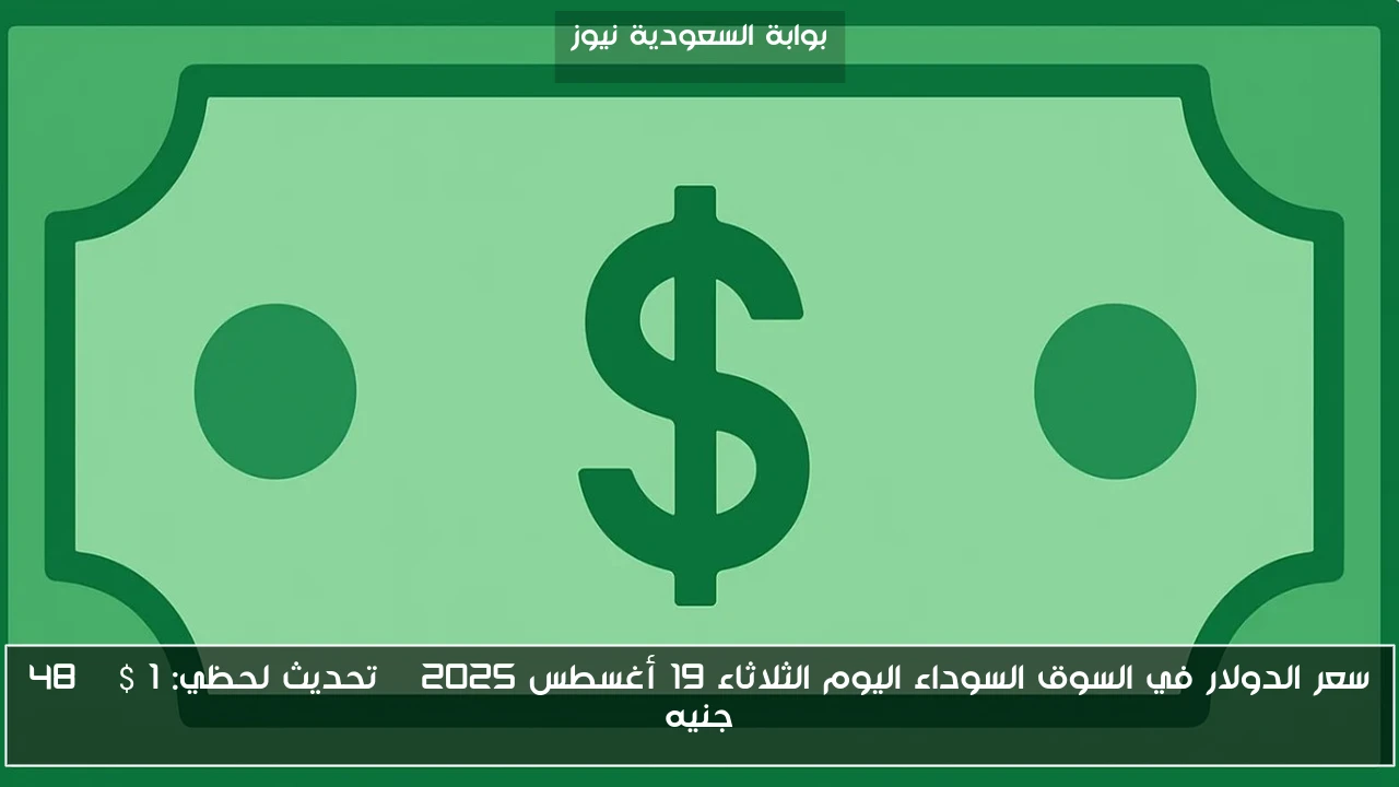 سعر الدولار في السوق السوداء اليوم الثلاثاء 19 أغسطس 2025 – تحديث لحظي: 1 $ ≈ 48 جنيه