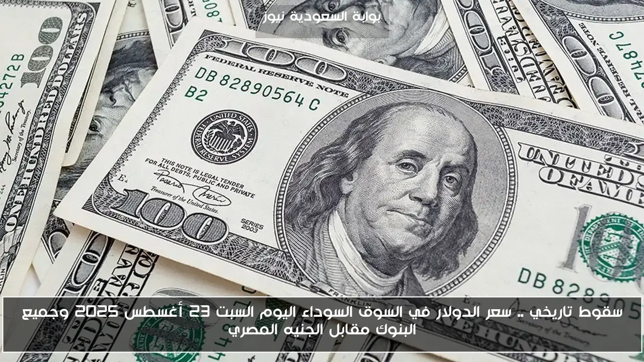 سقوط تاريخي .. سعر الدولار في السوق السوداء اليوم السبت 23 أغسطس 2025 وجميع البنوك مقابل الجنيه المصري