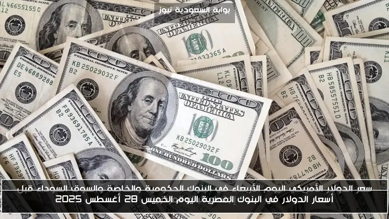 أسعار الدولار في البنوك المصرية اليوم الخميس 28 أغسطس 2025