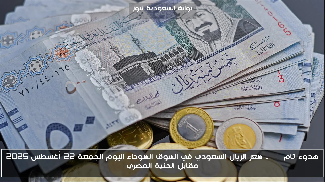 هدوء تام SAR.. سعر الريال السعودي في السوق السوداء اليوم الجمعة 22 أغسطس 2025 مقابل الجنية المصري
