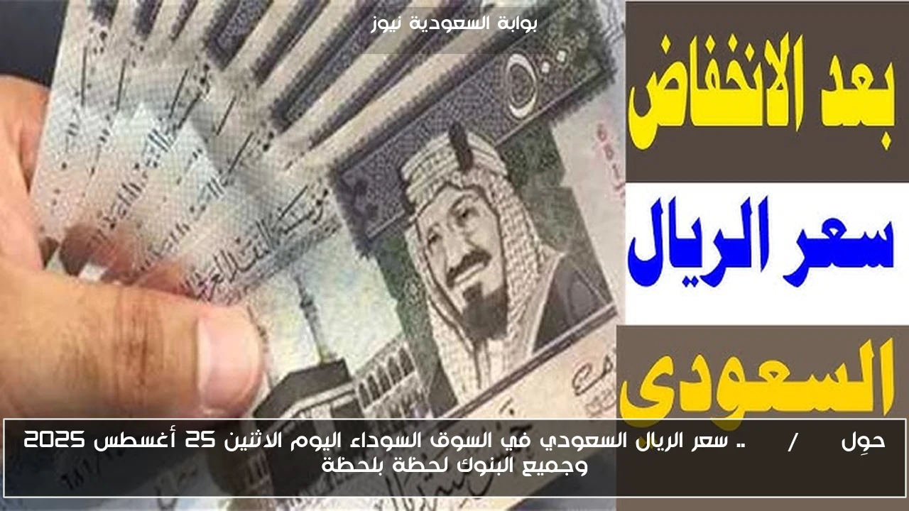 حوِل SAR/EGP .. سعر الريال السعودي في السوق السوداء اليوم الاثنين 25 أغسطس 2025 وجميع البنوك لحظة بلحظة