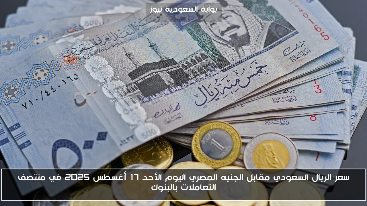 سعر الريال السعودي مقابل الجنيه المصري اليوم الأحد 17 أغسطس 2025 في منتصف التعاملات بالبنوك