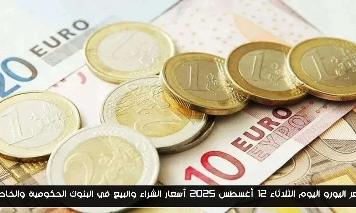 سعر اليورو اليوم الثلاثاء 12 أغسطس 2025 أسعار الشراء والبيع في البنوك الحكومية والخاصة