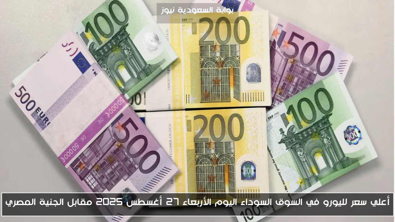 أعلي سعر لليورو في السوق السوداء اليوم الأربعاء 27 أغسطس 2025 مقابل الجنية المصري