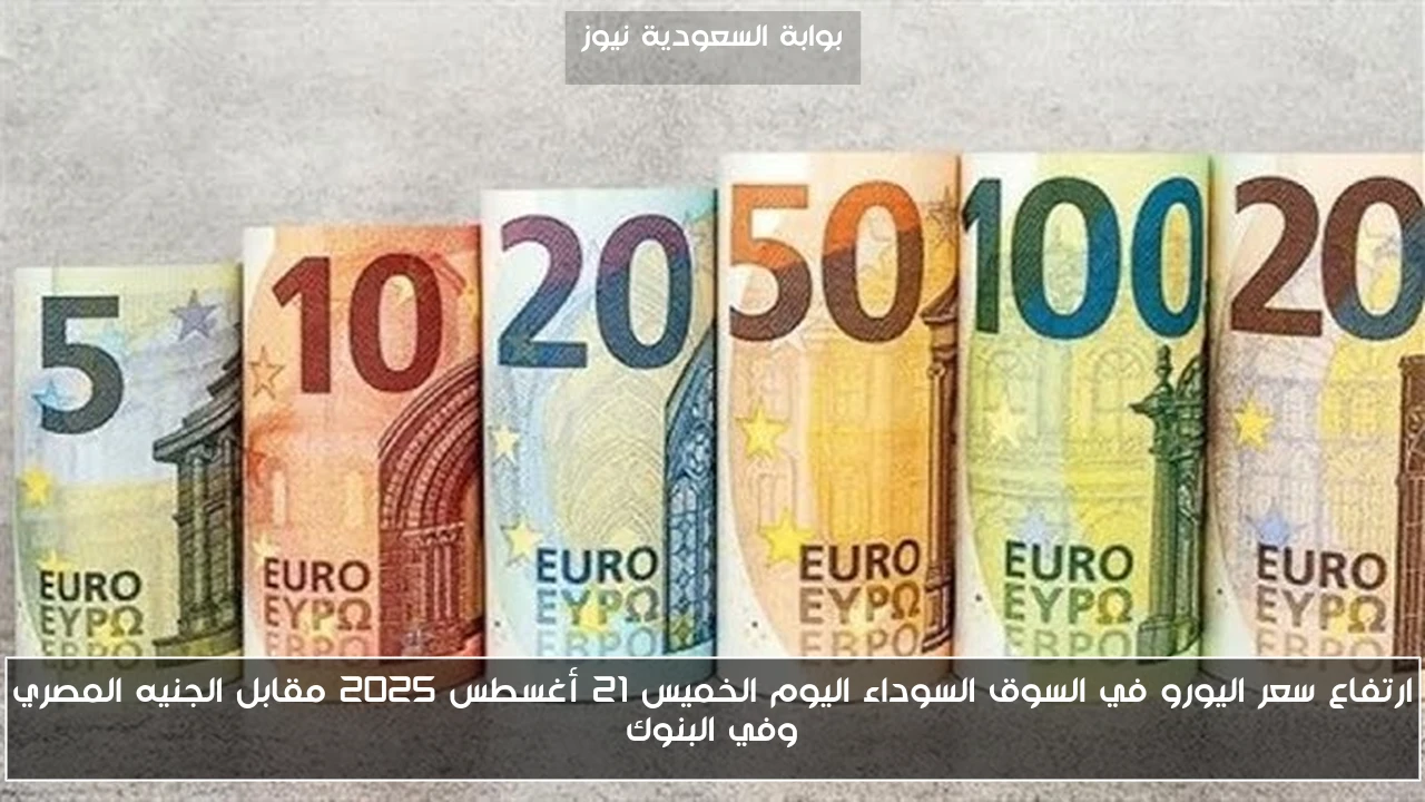 ارتفاع سعر اليورو في السوق السوداء اليوم الخميس 21 أغسطس 2025 مقابل الجنيه المصري وفي البنوك