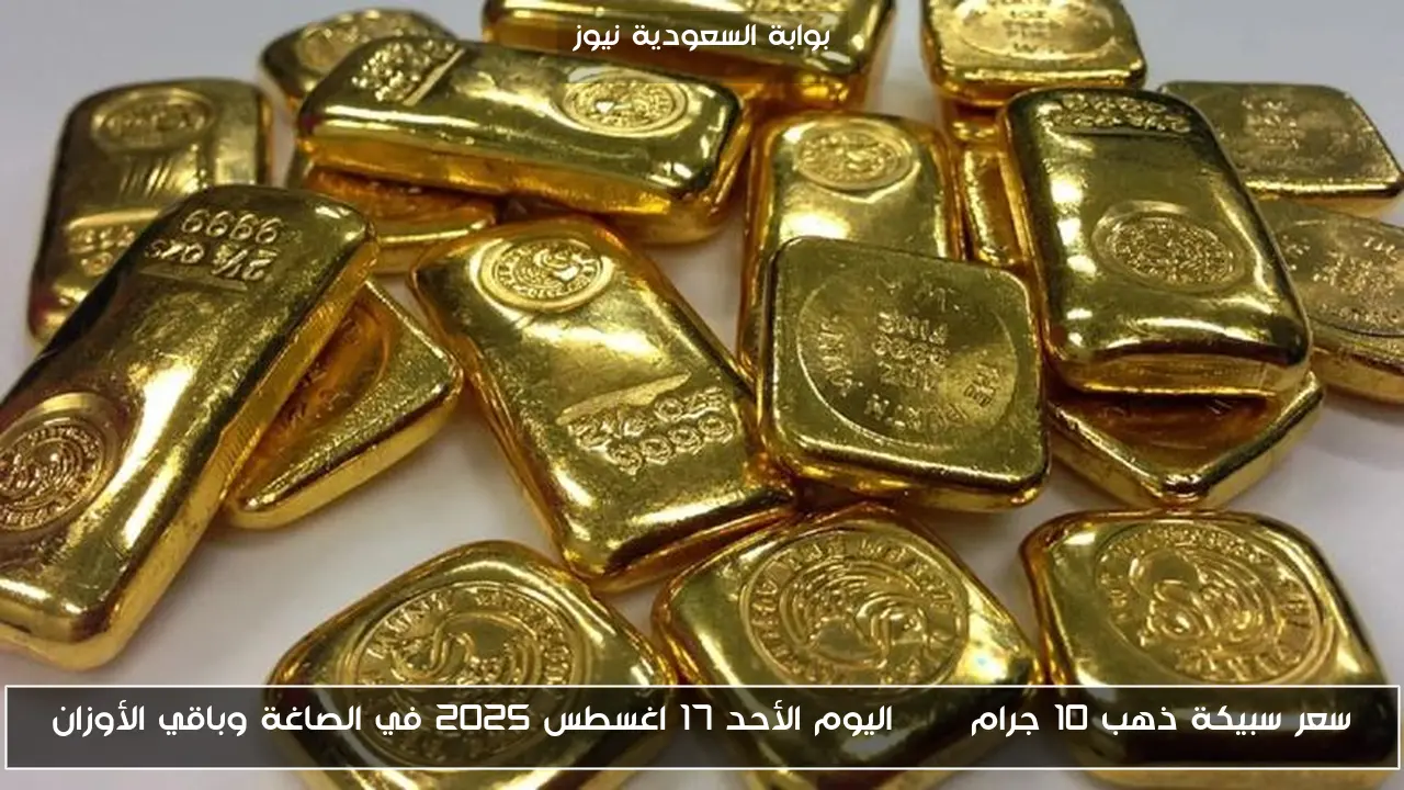 سعر سبيكة ذهب 10 جرام btc اليوم الأحد 17 اغسطس 2025 في الصاغة وباقي الأوزان