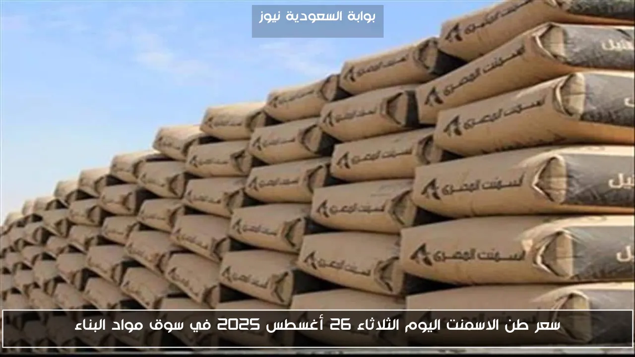 سعر طن الاسمنت اليوم الثلاثاء 26 أغسطس 2025 في سوق مواد البناء