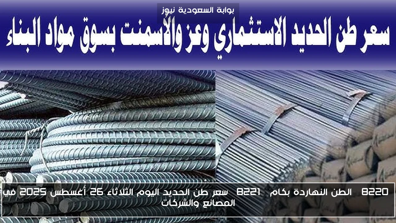 “الطن النهاردة بكام” سعر طن الحديد اليوم الثلاثاء 26 أغسطس 2025 في المصانع والشركات