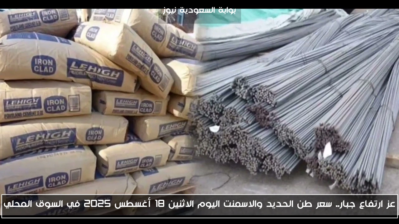 عز ارتفاع جبار.. سعر طن الحديد والاسمنت اليوم الاثنين 18 أغسطس 2025 في السوق المحلي