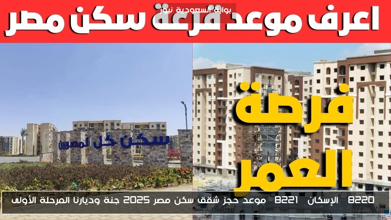 “الإسكان” موعد حجز شقق سكن مصر 2025 جنة وديارنا المرحلة الأولى
