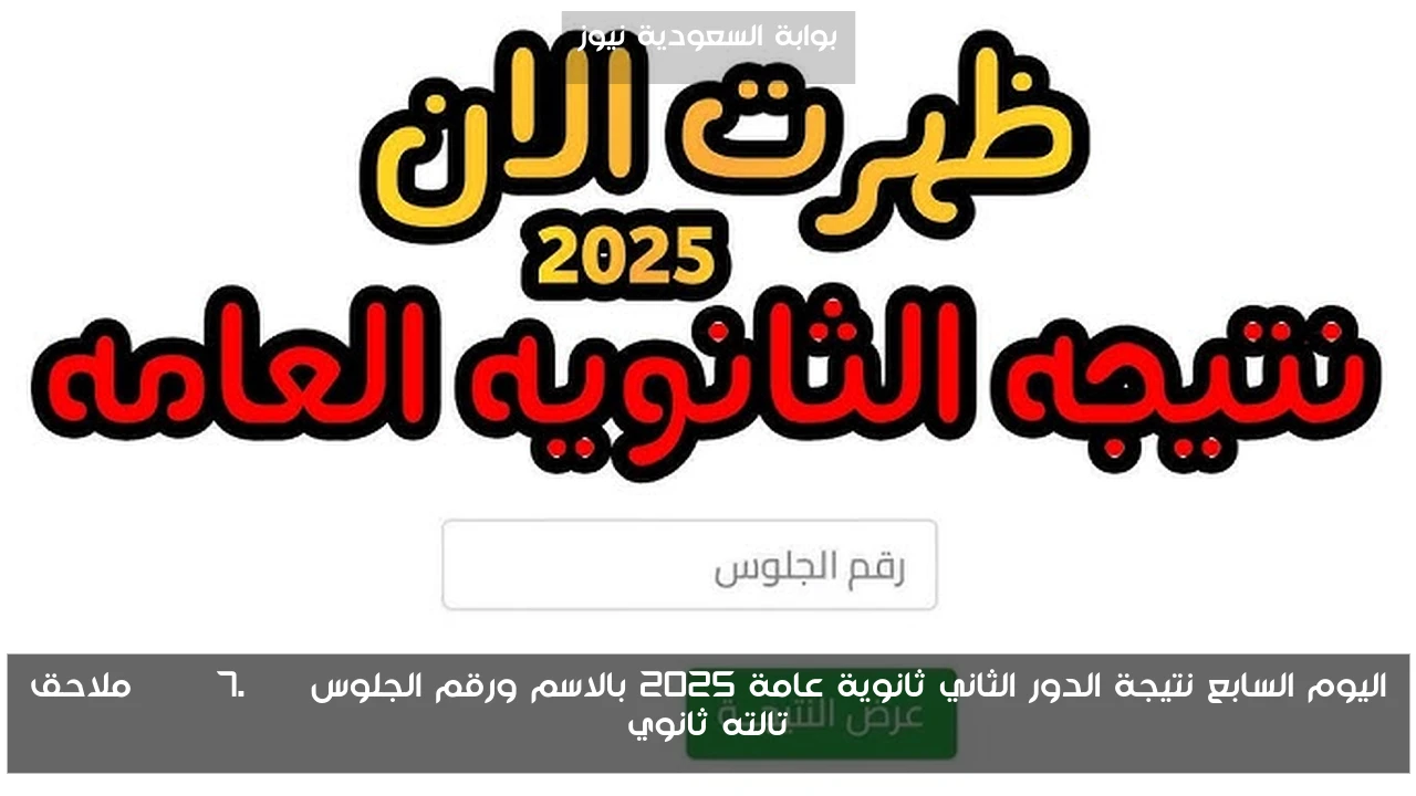 اليوم السابع نتيجة الدور الثاني ثانوية عامة 2025 بالاسم ورقم الجلوس youm7.com ملاحق تالته ثانوي