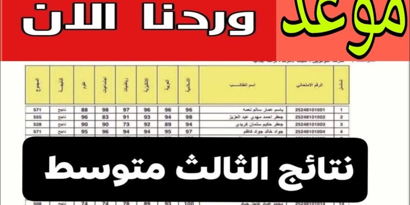 استعلم PDF .. نتائج الثالث متوسط 2025 الدور الثاني موقع نتائجنا results.mlazemna.com